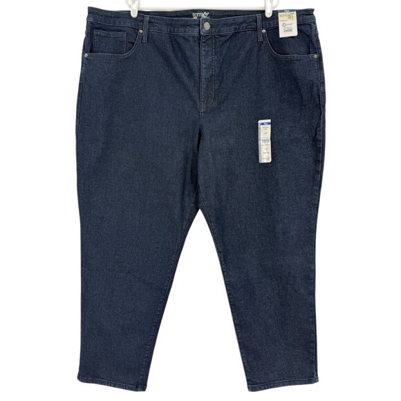 NWT Terra & Sky Women Core Straight High Rise Stretch Navy Denim Jeans Plus 26W - Picture 1 of 11